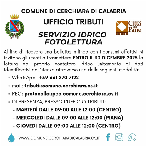 Servizio Idrico - 2025 - fotolettura